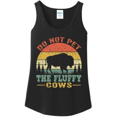 Do Not Pet The Fluffy Cows Bison Retro Vintage Ladies Essential Tank