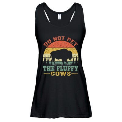 Do Not Pet The Fluffy Cows Bison Retro Vintage Ladies Essential Flowy Tank