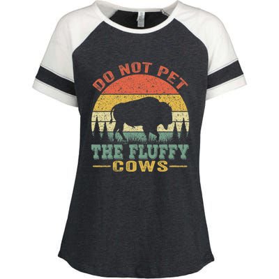 Do Not Pet The Fluffy Cows Bison Retro Vintage Enza Ladies Jersey Colorblock Tee