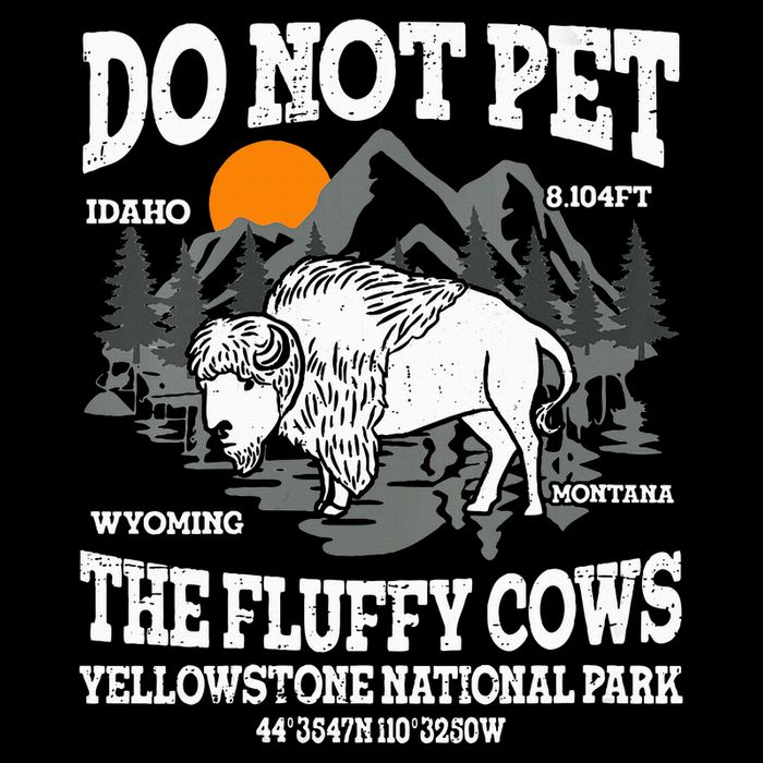 Do Not Pet The Fluffy Cows Bison Yellowstone National Park Stripe Pom Pom Beanie