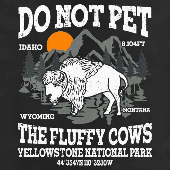 Do Not Pet The Fluffy Cows Bison Yellowstone National Park 7 Panel Mesh Trucker Snapback Hat