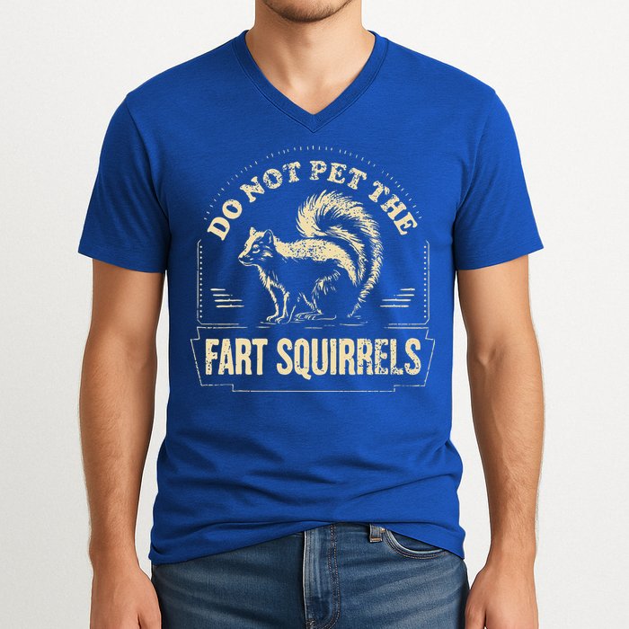 Do Not Pet The Fart Squirrels V-Neck T-Shirt