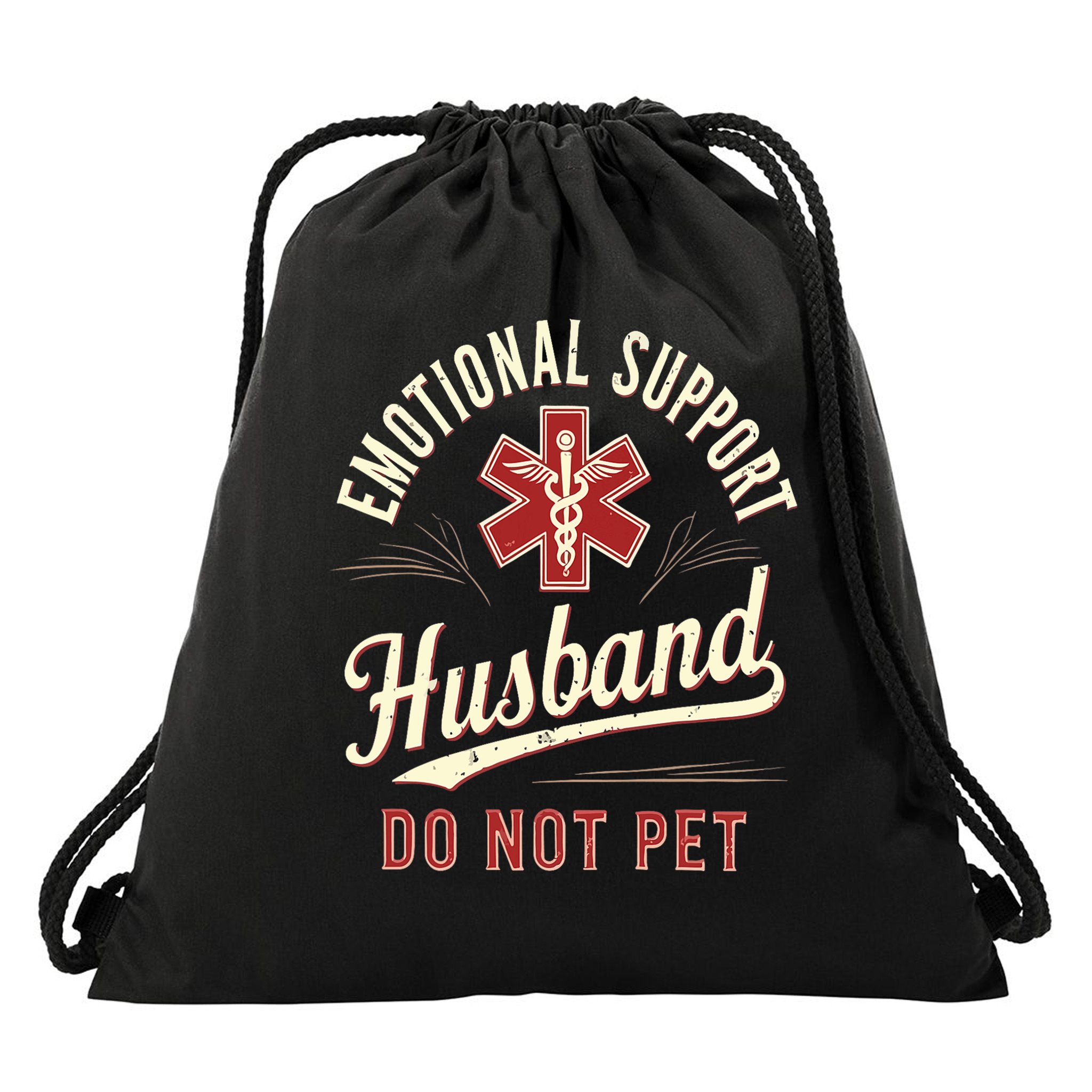 Do Not Pet Emotional Support Husband Funny Drawstring Bag