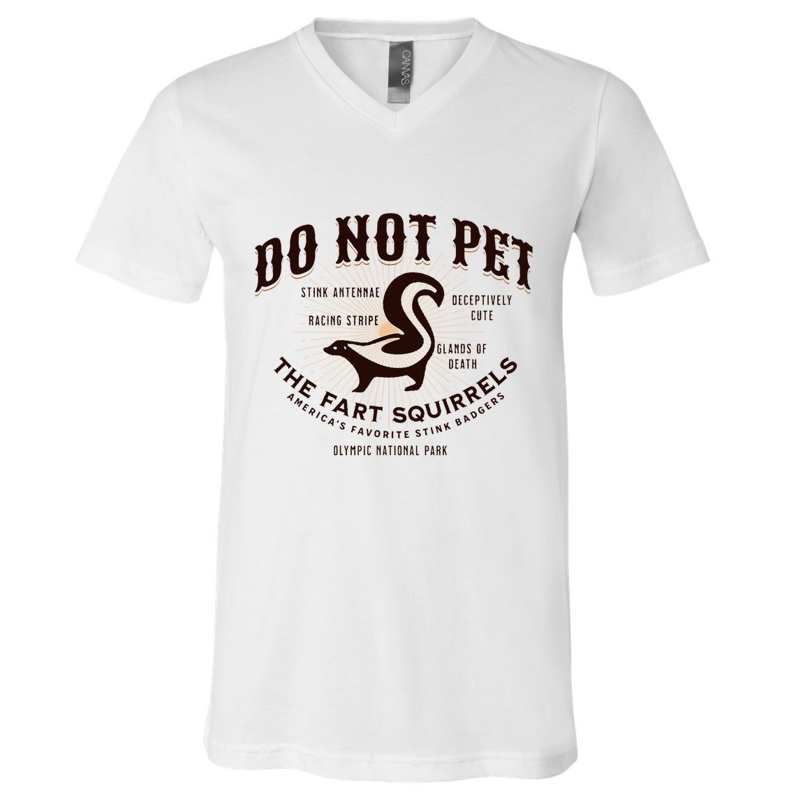 Do Not Pet The Fart Squirrels Skunk National Park V-Neck T-Shirt