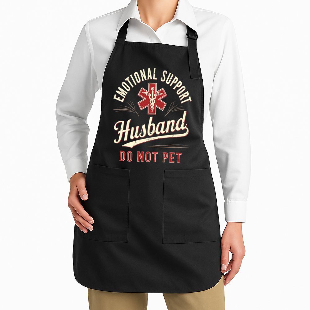 Do Not Pet Emotional Support Husband Funny Apron