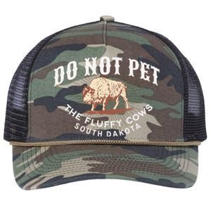 Do Not Pet The Fluffy Cows South Dakota Quote Funny Bison Retro Rope Trucker Hat Cap