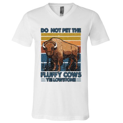Do Not Pet The Fluffy Cows Buffalo & Bison Yellowstone Park V-Neck T-Shirt