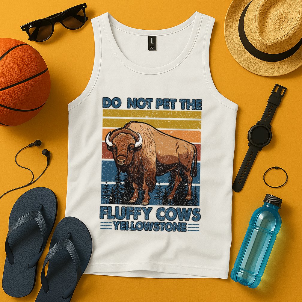 Do Not Pet The Fluffy Cows Buffalo & Bison Yellowstone Park Tank Top