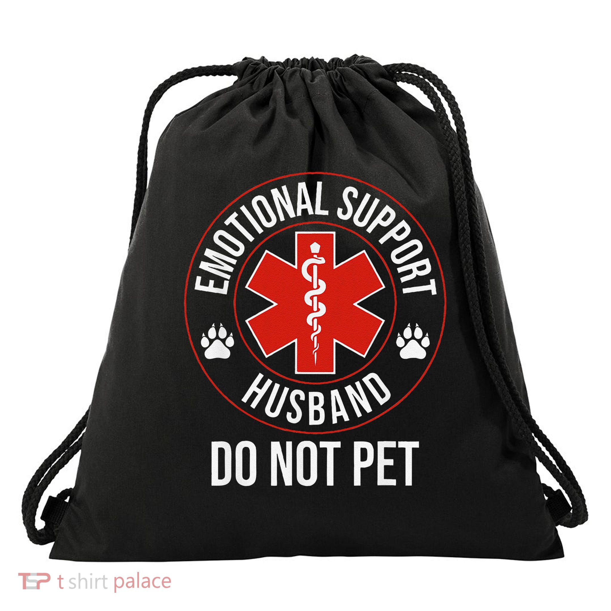 Do Not Pet Emotional Support Husband Humor Drawstring Bag