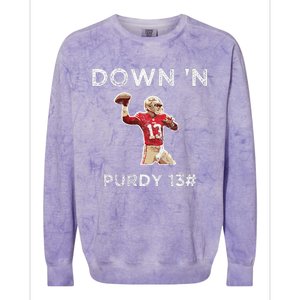 Down 'N Purdy 13 Brock Purdy American Football Quarterback Colorblast Crewneck Sweatshirt