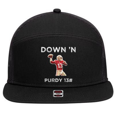 Down 'N Purdy 13 Brock Purdy American Football Quarterback 7 Panel Mesh Trucker Snapback Hat