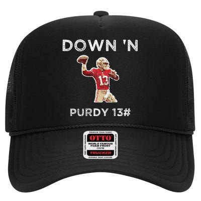 Down 'N Purdy 13 Brock Purdy American Football Quarterback High Crown Mesh Back Trucker Hat