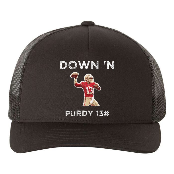 Down 'N Purdy 13 Brock Purdy American Football Quarterback Yupoong Adult 5-Panel Trucker Hat