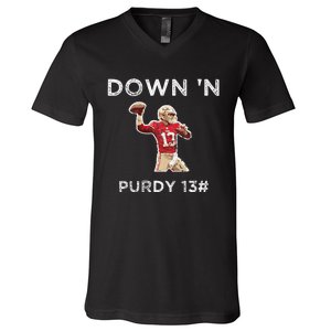 Down 'N Purdy 13 Brock Purdy American Football Quarterback V-Neck T-Shirt