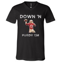 Down 'N Purdy 13 Brock Purdy American Football Quarterback V-Neck T-Shirt