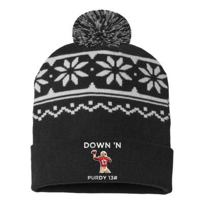 Down 'N Purdy 13 Brock Purdy American Football Quarterback USA-Made Snowflake Beanie