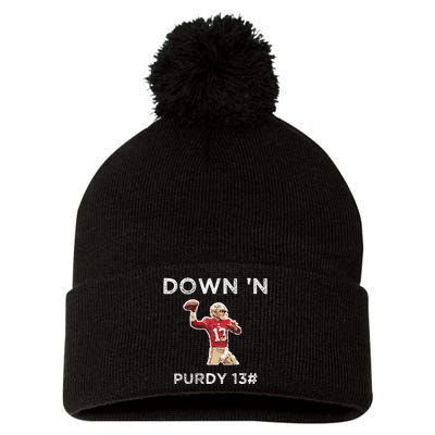 Down 'N Purdy 13 Brock Purdy American Football Quarterback Pom Pom 12in Knit Beanie