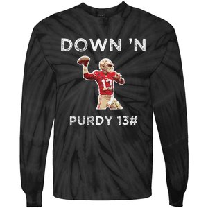 Down 'N Purdy 13 Brock Purdy American Football Quarterback Tie-Dye Long Sleeve Shirt