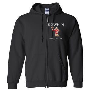 Down 'N Purdy 13 Brock Purdy American Football Quarterback Full Zip Hoodie