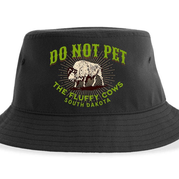 Do Not Pet The Fluffy Cows South Dakota Quote Funny Bison Sustainable Bucket Hat