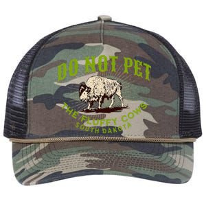 Do Not Pet The Fluffy Cows South Dakota Quote Funny Bison Retro Rope Trucker Hat Cap