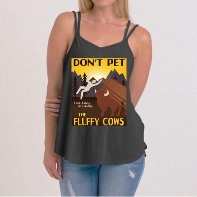 Do Not Pet The Fluffy Cows Bison Buffalo Women's Strappy Tank