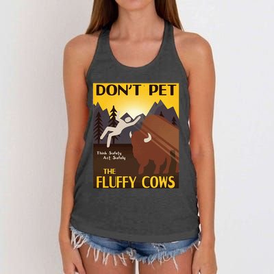 Do Not Pet The Fluffy Cows Bison Buffalo Women's Knotted Racerback Tank