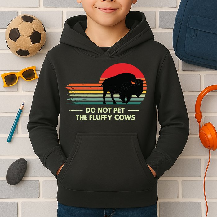 Do Not Pet The Fluffy Cows Bison Lover Kids Hoodie