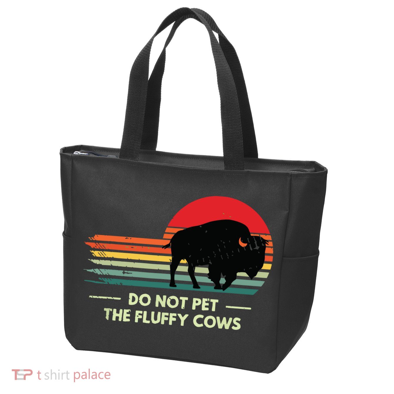 Do Not Pet The Fluffy Cows Bison Lover Zip Tote Bag
