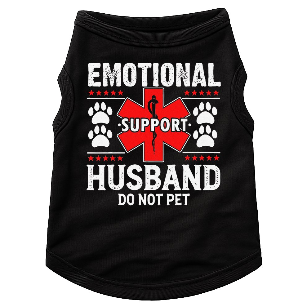Do Not Pet Emotional Support Husband Funny Couple Retro Doggie Tank