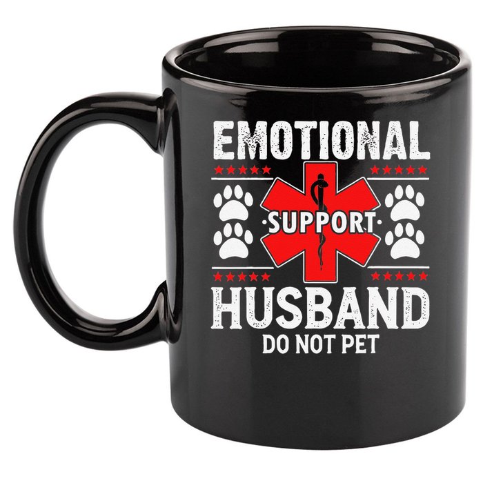 Do Not Pet Emotional Support Husband Funny Couple Retro 11oz C Handle Ceramic Mug