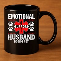 Do Not Pet Emotional Support Husband Funny Couple Retro 11oz C Handle Ceramic Mug