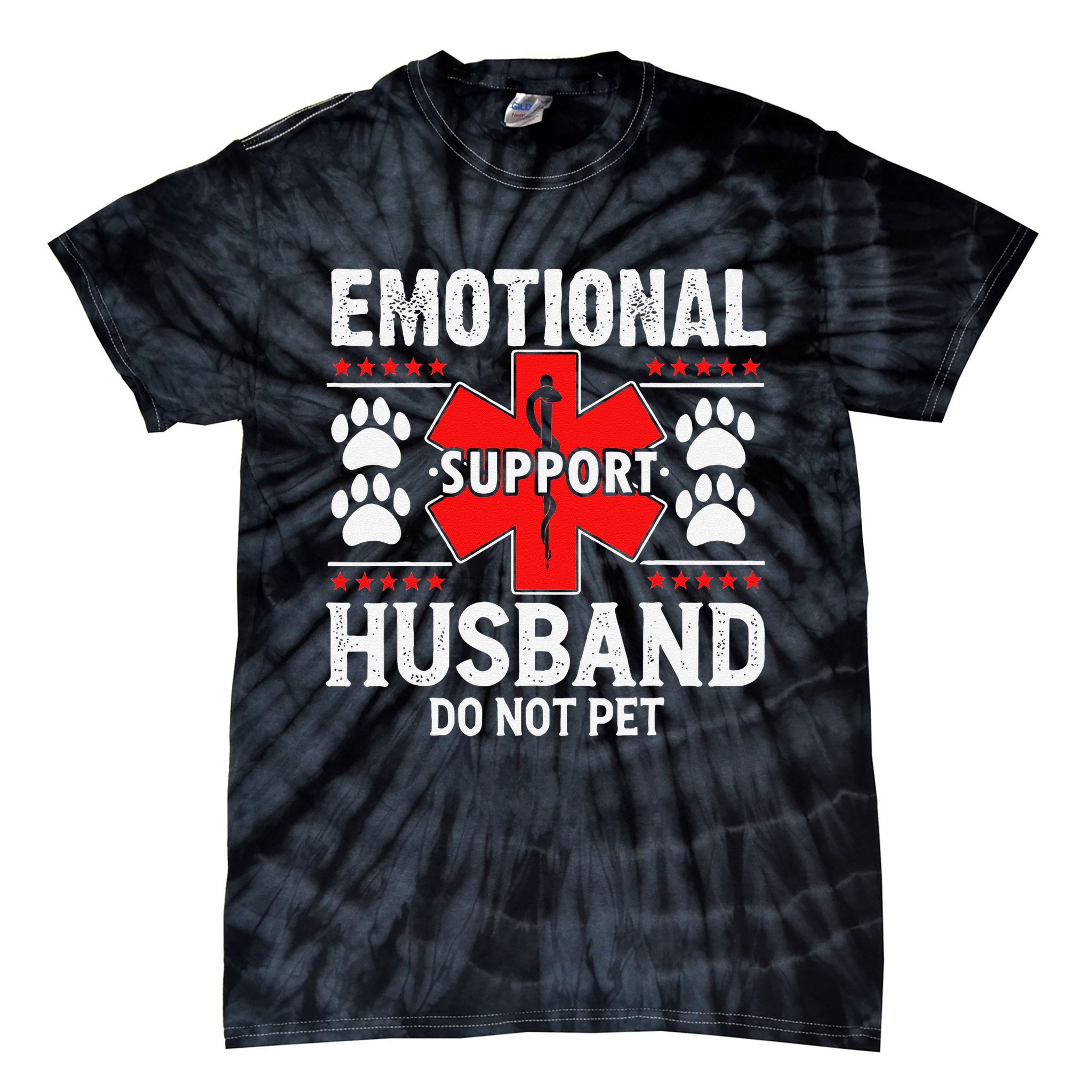 Do Not Pet Emotional Support Husband Funny Couple Retro Tie-Dye T-Shirt