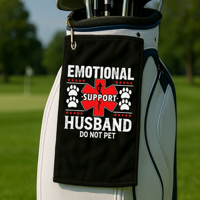 Do Not Pet Emotional Support Husband Funny Couple Retro Golf Towel