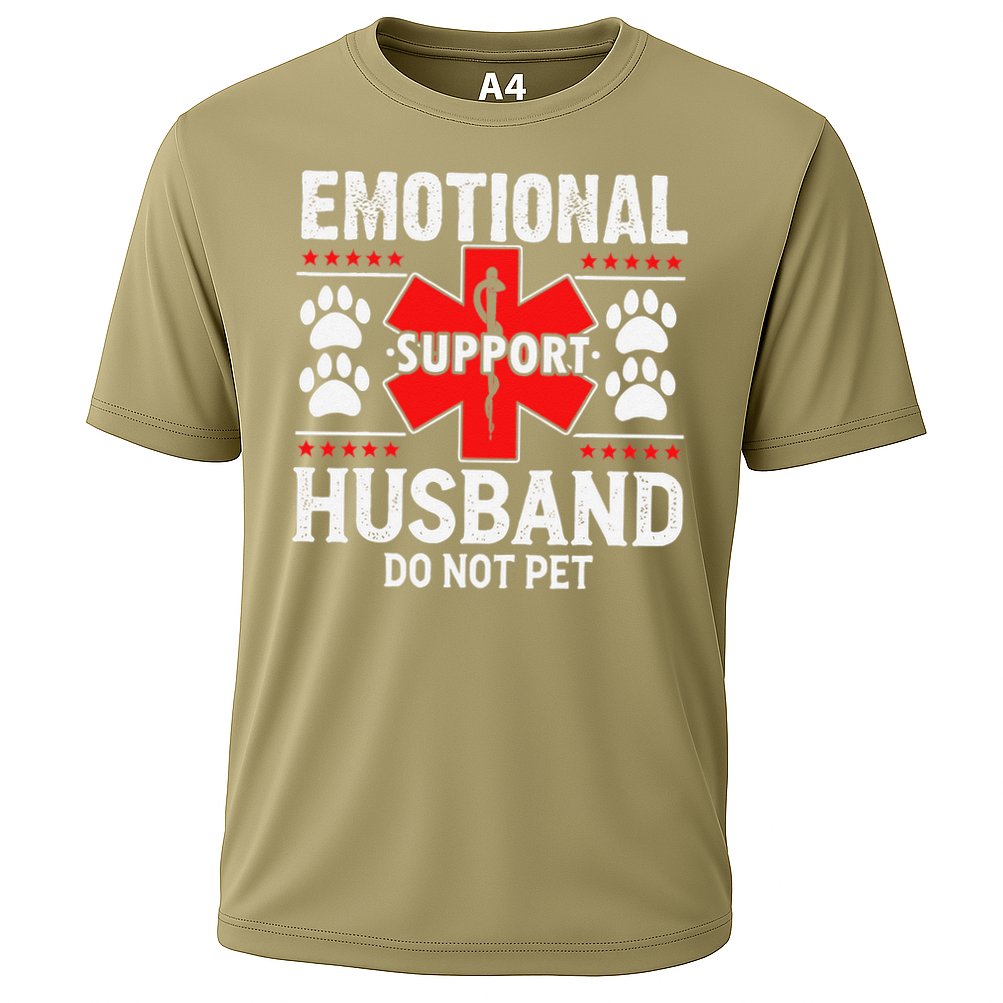 Do Not Pet Emotional Support Husband Funny Couple Retro Cooling Performance Crew T-Shirt