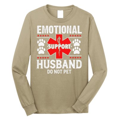 Do Not Pet Emotional Support Husband Funny Couple Retro Long Sleeve Shirt