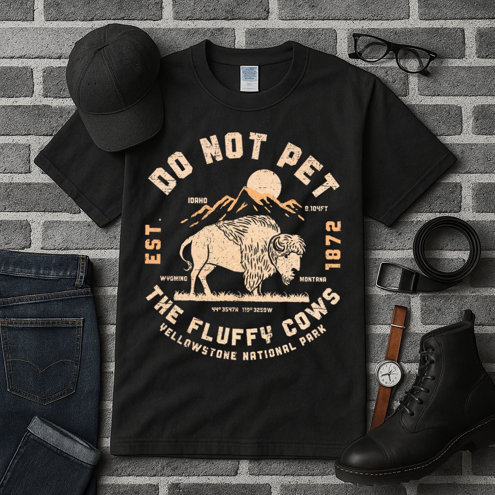 Do Not Pet The Fluffy Cows Bison Yellowstone National Park Tall T-Shirt