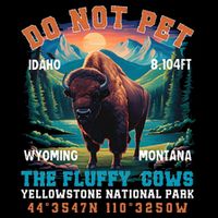 Do Not Pet The Fluffy Cows Bison Yellowstone National Park Stripe Pom Pom Beanie