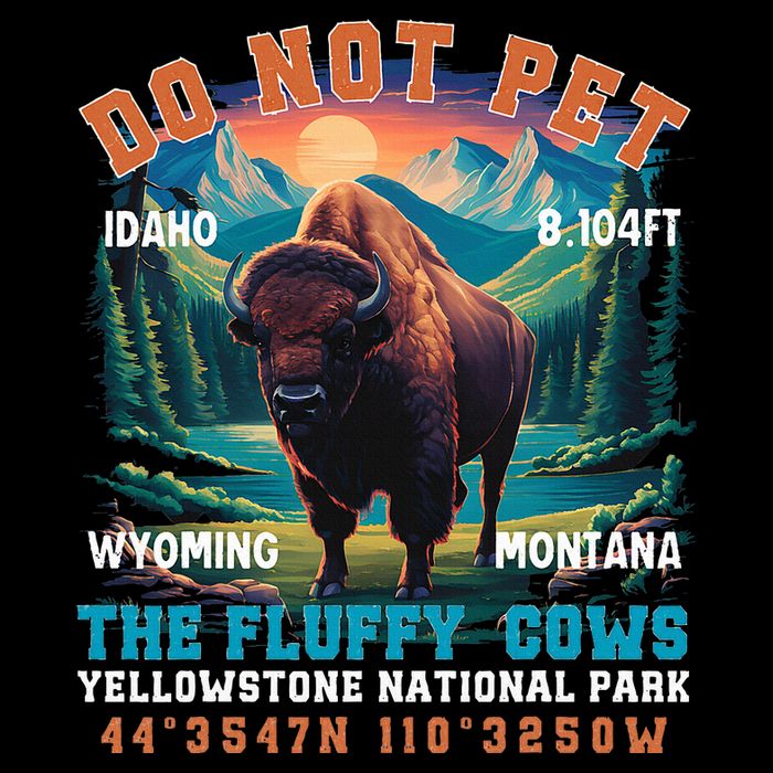 Do Not Pet The Fluffy Cows Bison Yellowstone National Park Stripe Pom Pom Beanie