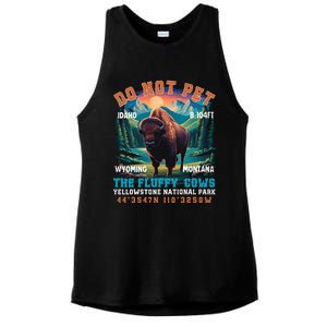 Do Not Pet The Fluffy Cows Bison Yellowstone National Park Ladies PosiCharge Tri-Blend Wicking Tank