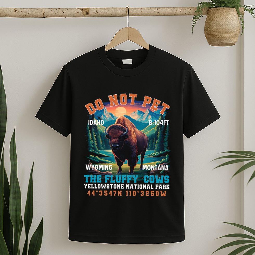 Do Not Pet The Fluffy Cows Bison Yellowstone National Park T-Shirt
