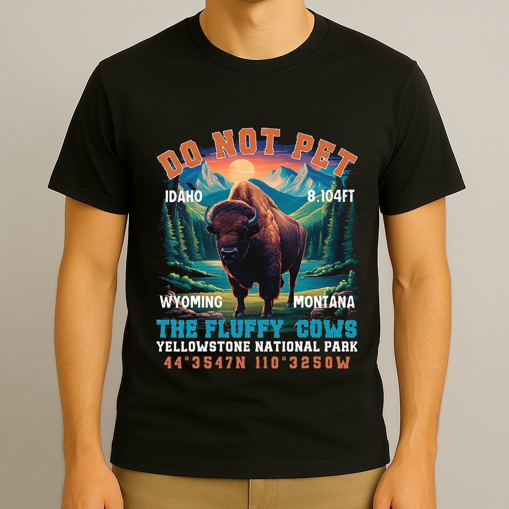 Do Not Pet The Fluffy Cows Bison Yellowstone National Park T-Shirt