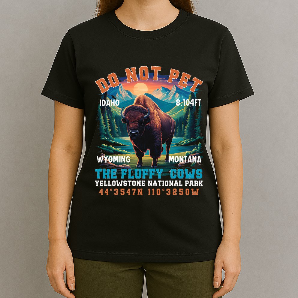 Do Not Pet The Fluffy Cows Bison Yellowstone National Park T-Shirt