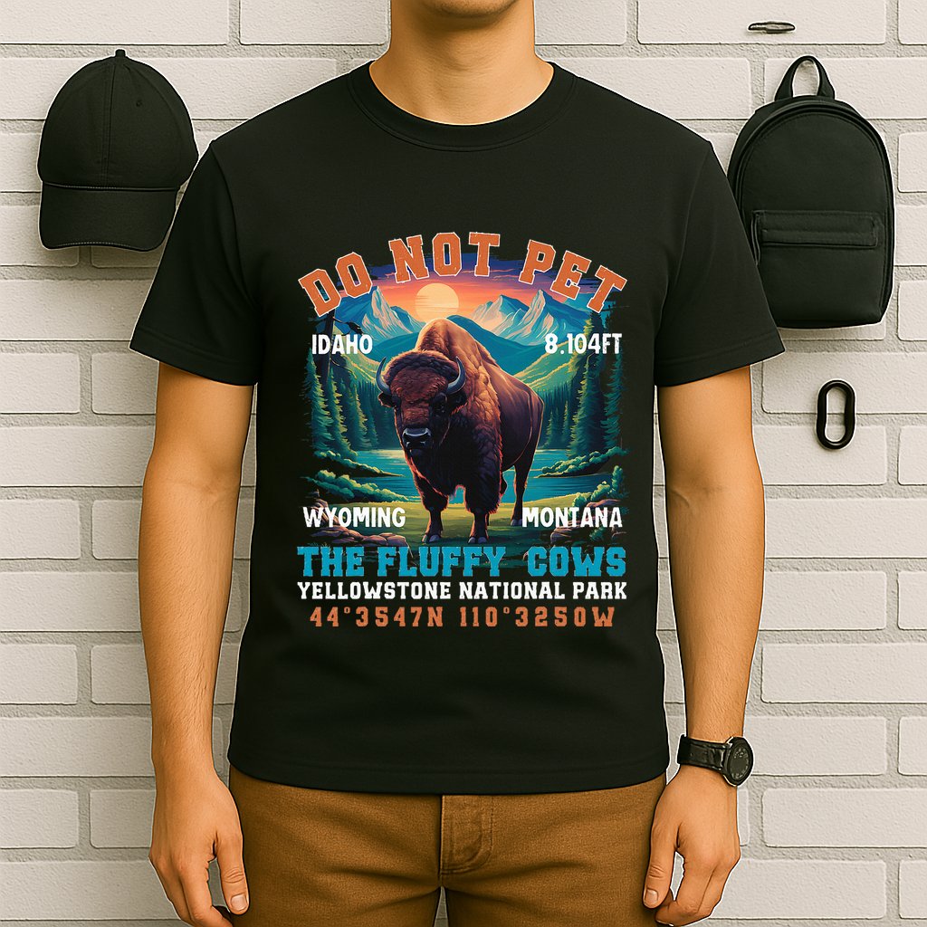 Do Not Pet The Fluffy Cows Bison Yellowstone National Park T-Shirt