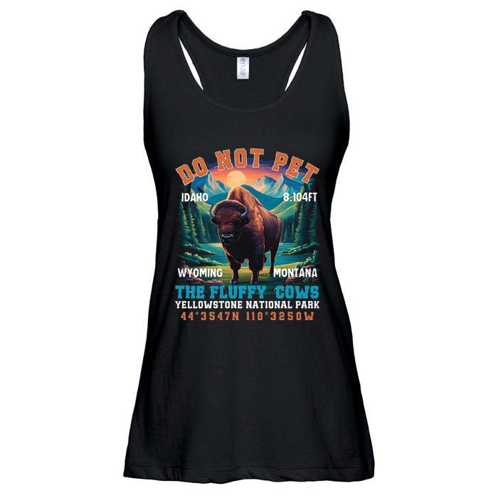 Do Not Pet The Fluffy Cows Bison Yellowstone National Park Ladies Essential Flowy Tank