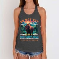 Do Not Pet The Fluffy Cows Bison Yellowstone National Park Women's Knotted Racerback Tank