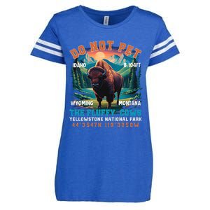 Do Not Pet The Fluffy Cows Bison Yellowstone National Park Enza Ladies Jersey Football T-Shirt