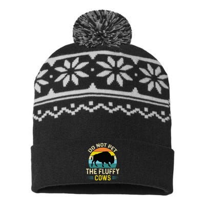 Do Not Pet the Fluffy Cows Funny Bison Yellowstone Park USA-Made Snowflake Beanie