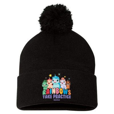 DreamWorks Not Quite Narwhal Rainbows Take Practice Pom Pom 12in Knit Beanie