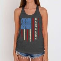 Dodgers Name Retro Vintage First Name Dodgers Lover Usa Flag Women's Knotted Racerback Tank